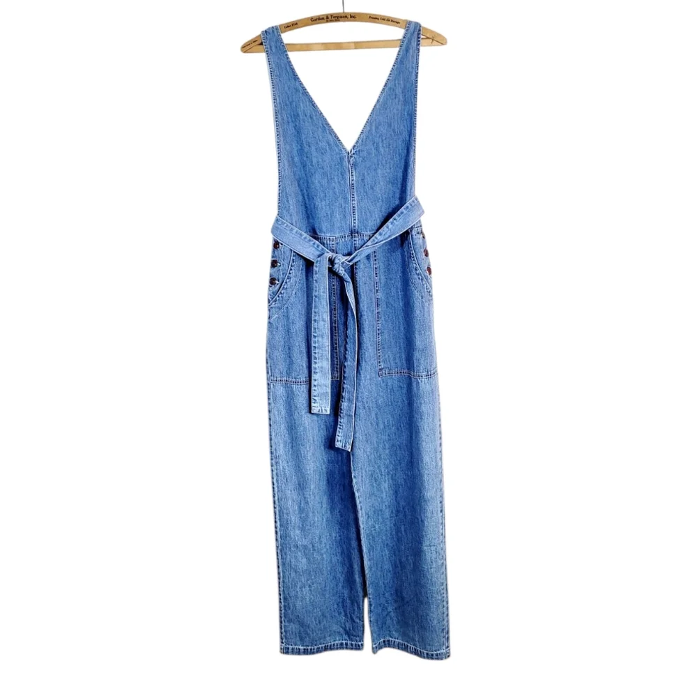 NWT ALEX MILL Ollie Belted Overalls In Denim Jumpsuit Small New - Picture 3 of 13